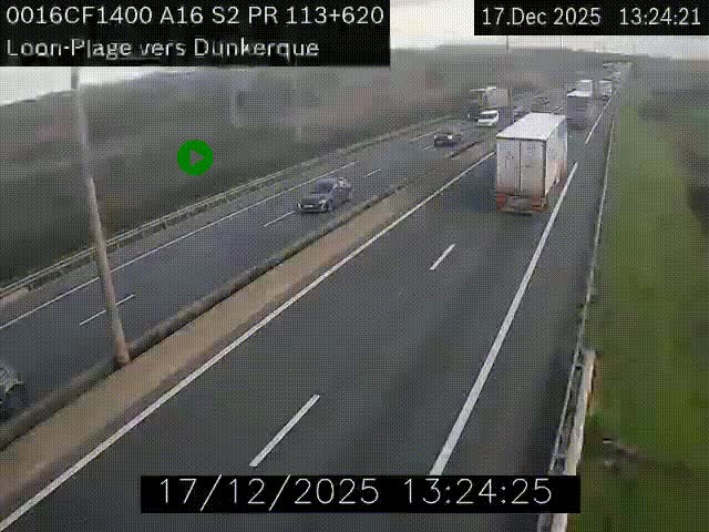 Webcam autoroute A16 à hauteur de Loon-Plage. Vue orientée vers Dunkerque et la Belgique.