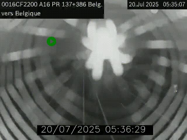 Webcam à la frontière franco-belge au niveau de Bray-Dunes/De-Panne sur l'autoroute A16. Vue orientée vers la Belgique
