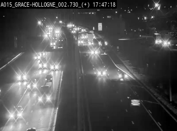 Webcam E42/A15 à Grâce-Hollogne, à proximité de la jonction avec l'A604. Vue orientée vers Namur