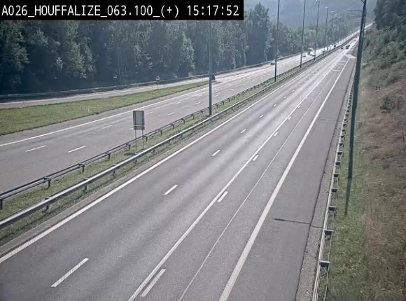 Webcam autoroute des Ardennes (E25/A26) à hauteur d'Houffalize. Vue orientée vers Baraque de Fraiture