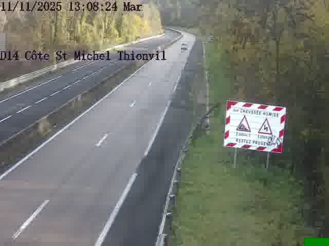 Webcam sur la D14, dans la côte Saint-Michel. Vue orientée vers Thionville