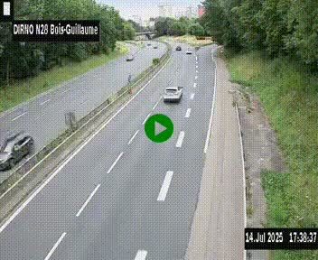 Webcam routière à hauteur de Bois-Guillaume en périphérie de Rouen. Vue orientée vers Rouen