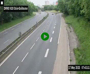 Webcam routière à hauteur de Bois-Guillaume en périphérie de Rouen. Vue orientée vers Rouen