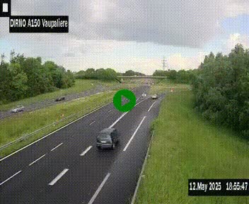 Webcam autoroute A150 à hauteur de La Vaupalière en périphérie de Rouen. Vue orientée vers Rouen