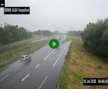 Webcam autoroute A150 à hauteur de La Vaupalière en périphérie de Rouen. Vue orientée vers Rouen