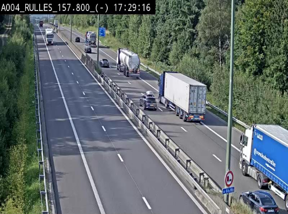 Webcam à Marbehan sur l'E411 à hauteur de la sortie 28a Rulles. Vue orientée vers Bruxelles