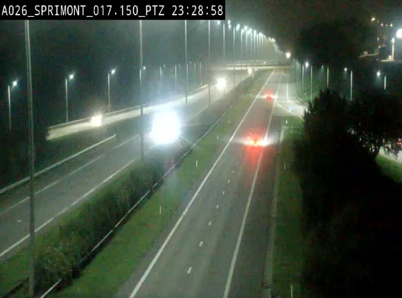 Webcam A26 (E25) à Sprimont, sur l'autoroute entre Liège et Arlon. Vue orientée vers le Luxembourg