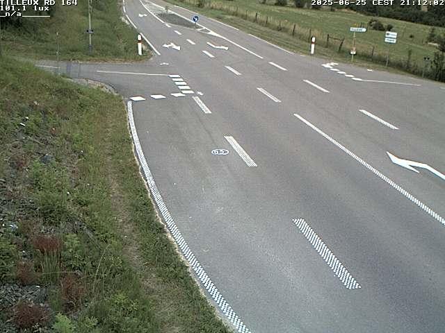 Webcam sur la RD164 à Tilleux. Vue orientée vers Neufchâteau