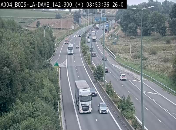 Webcam située entre la sortie 29 Neufchâteau et la jonction avec l'E25 en direction de Liège et Luxembourg