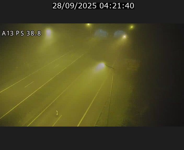 Webcam autoroute A13 à l'entrée ouest du tunnel Markusbierg à Schengen. Vue orientée vers Mondorf-les-Bains