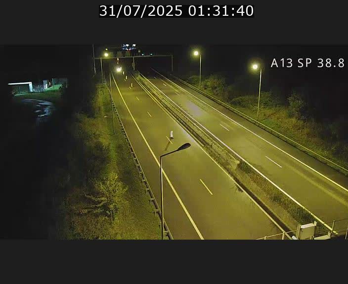 Webcam autoroute A13 à l'entrée ouest du tunnel Markusbierg à Schengen. Vue orientée vers le tunnel et l'Allemagne