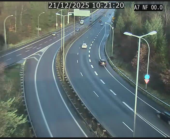 Caméra autoroute Luxembourg A7 - Echangeur A1/A7 Grünewald direction Tunnel Stafelter