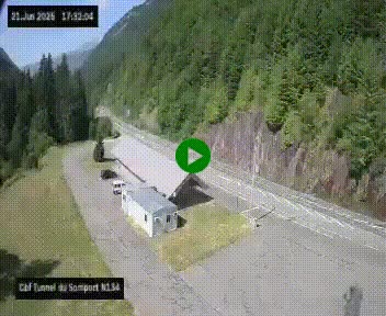 Webcam à l'entrée du tunnel du Somport, côté français, sur la N134, dans les Pyrénées, en direction de l'Espagne, à 1116 mètres d'altitude