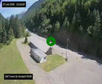Webcam à l'entrée du tunnel du Somport, côté français, sur la N134, dans les Pyrénées, en direction de l'Espagne, à 1116 mètres d'altitude