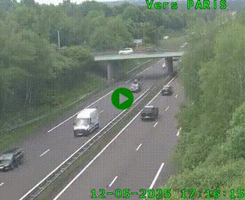 Caméra routière sur l'autoroute A20 au nord de Limoges, à la jonction avec la N520. Vue orientée vers Paris