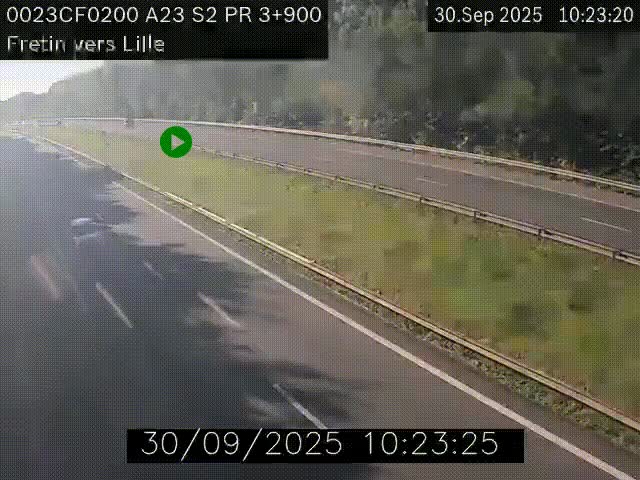 Webcam autoroute A23 à hauteur de Fretin. Vue orientée vers Lille