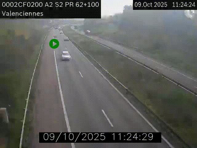 Webcam autoroute A2 à Valenciennes. Vue orientée vers Maubeuge et Mons (Belgique)