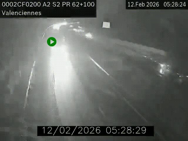 Webcam autoroute A2 à Valenciennes. Vue orientée vers Maubeuge et Mons (Belgique)