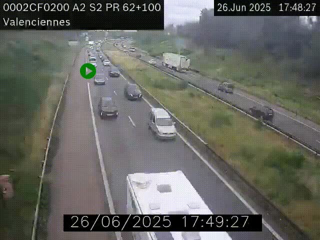 Webcam autoroute A2 à Valenciennes. Vue orientée vers Maubeuge et Mons (Belgique)