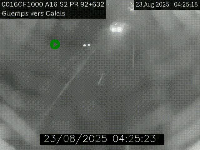 Webcam A16 juste après l'aire de repos d'Offekerque à Guemps. Vue orientée vers Calais