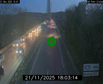 Webcam sur la N165 après le Pont de l'Iroise, à l'entrée de Brest
