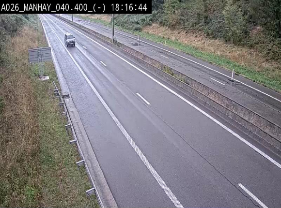 Webcam autoroute A26/E25 à hauteur de Manhay, après la jonction avec la N651 en direction de Liège - BK 40.4
