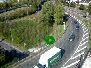 Caméra autoroute à la jonction entre l'A7 et la D301 (Boulevard urbain Sud de Lyon) à Feyzin, au sud de Lyon. Vue orientée vers Mions