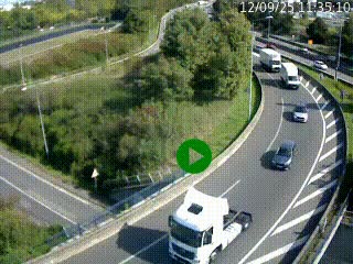 Caméra autoroute à la jonction entre l'A7 et la D301 (Boulevard urbain Sud de Lyon) à Feyzin, au sud de Lyon. Vue orientée vers Mions