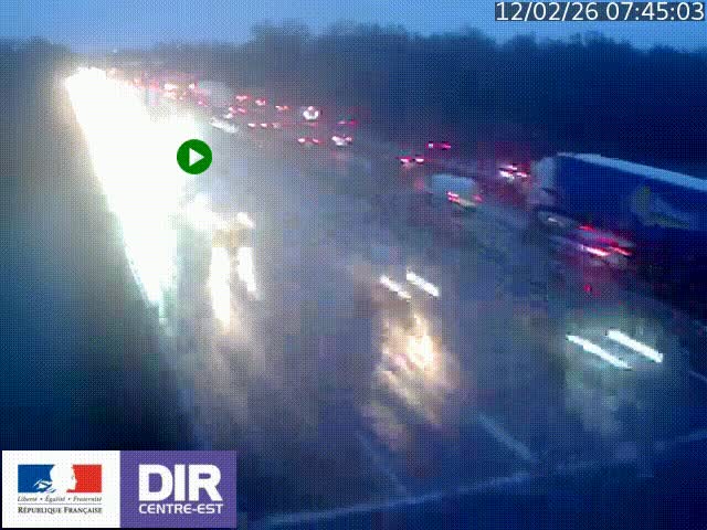 Caméra trafic à la jonction entre l'A46 (Rocade-est de Lyon) et l'A42 à hauteur de Vault-en-Velin en direction de Marseille