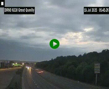 Webcam routière sur N338 à hauteur de Grand-Quevilly en périphérie de Rouen. Vue orientée vers Rouen