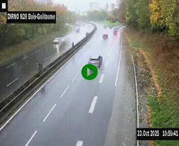 Webcam routière à hauteur de Bois-Guillaume en périphérie de Rouen. Vue orientée vers Rouen