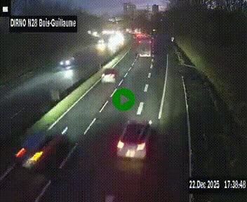 Webcam routière à hauteur de Bois-Guillaume en périphérie de Rouen. Vue orientée vers Rouen