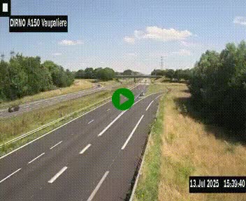 Webcam autoroute A150 à hauteur de La Vaupalière en périphérie de Rouen. Vue orientée vers Rouen