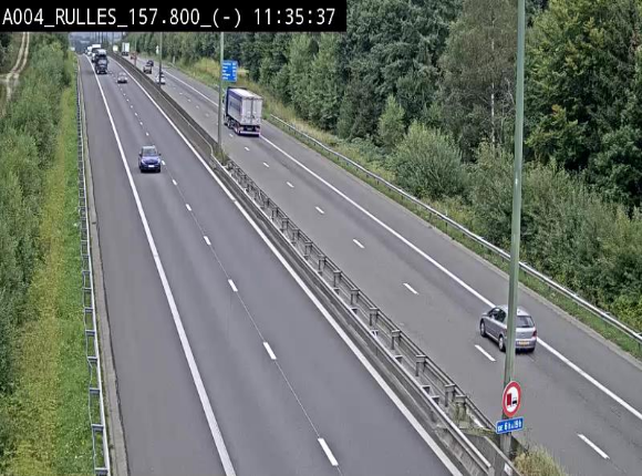 Webcam à Marbehan sur l'E411 à hauteur de la sortie 28a Rulles. Vue orientée vers Bruxelles