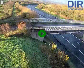 Webcam sur A84 à hauteur de Pont-Farcy, au niveau du pont autoroutier sur la Vire, au sud de Saint-Lô