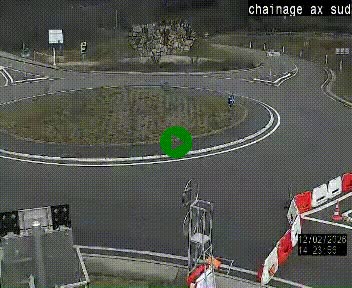 Webcam au nord d'Ax-les-Thermes au niveau de l'aire de chaînage de la N20. Vue orientée vers les Pyrénées, en direction de Pas de la Case