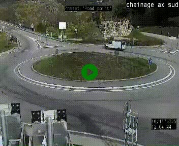 Webcam au nord d'Ax-les-Thermes au niveau de l'aire de chaînage de la N20. Vue orientée vers les Pyrénées, en direction de Pas de la Case