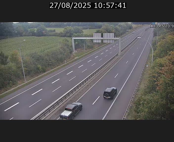 Traffic live webcam Luxembourg Croix de Bettembourg, rond-point d'Hellange - A13 direction Allemagne - BK 20.9