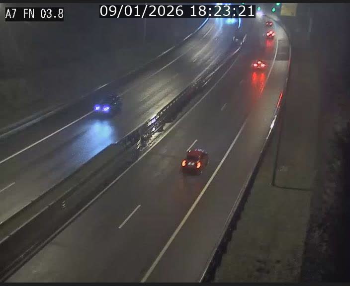 Caméra autoroute Luxembourg A7 - Passage à gibier Rëngelbour - direction Tunnel Stafelter