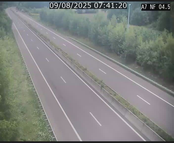 Caméra autoroute Luxembourg A7 - Passage à gibier Rëngelbour - direction Tunnel Grouft