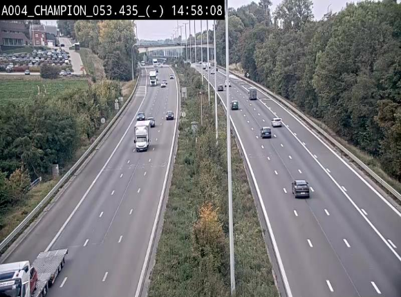 Webcam E411 à Champion, à proximité de Namur. Vue orientée vers Bruxelles
