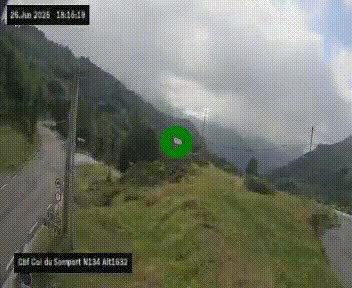 Webcam au col du Somport, côté français, sur la N134, dans les Pyrénées, en direction de l'Espagne, à 1632 mètres d'altitude
