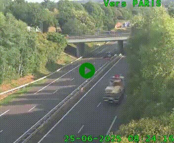Caméra routière sur l'autoroute A20 au nord de Limoges, à la jonction avec la N520. Vue orientée vers Paris