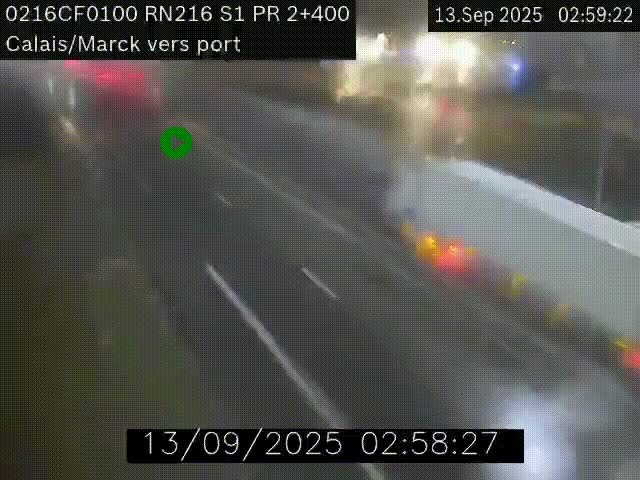 Webcam à Calais sur A216 (N216) en direction du port (harbour) de Calais.