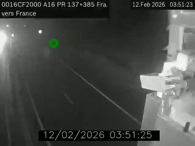 Webcam à la frontière franco-belge au niveau de Bray-Dunes/De-Panne sur l'autoroute A16. Vue orientée vers Calais