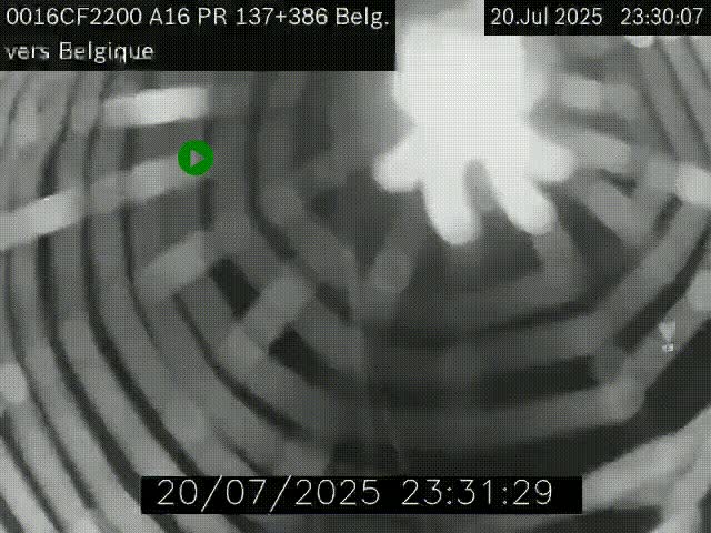 Webcam à la frontière franco-belge au niveau de Bray-Dunes/De-Panne sur l'autoroute A16. Vue orientée vers la Belgique