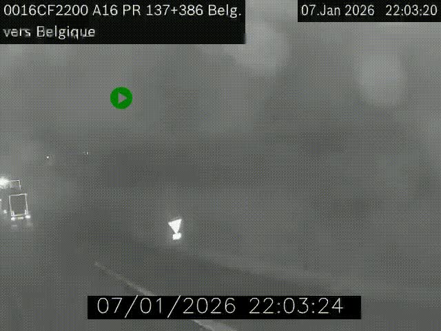 Webcam à la frontière franco-belge au niveau de Bray-Dunes/De-Panne sur l'autoroute A16. Vue orientée vers la Belgique