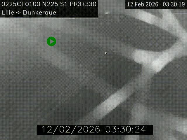 Webcam autoroute A25 (N225) à hauteur de Bergues (Bierne). Vue orientée vers Dunkerque.