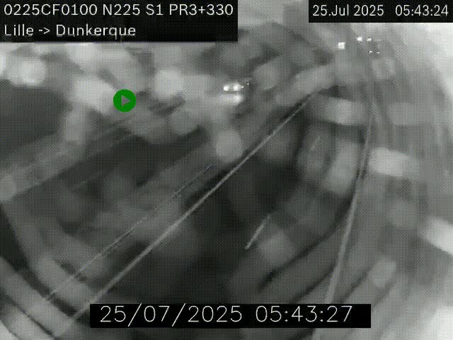 Webcam autoroute A25 (N225) à hauteur de Bergues (Bierne). Vue orientée vers Dunkerque.