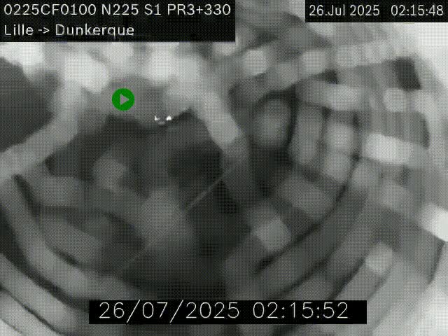 Webcam autoroute A25 (N225) à hauteur de Bergues (Bierne). Vue orientée vers Dunkerque.